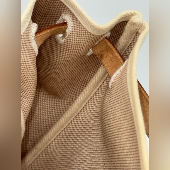 Hermes Tan Leather and Cream Canvas Crossbody Bag - Picture 15 of 16